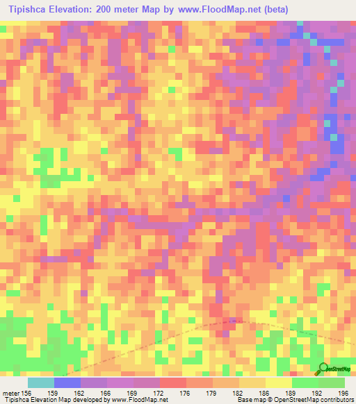 Tipishca,Peru Elevation Map
