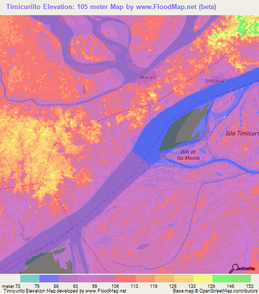 Timicurillo,Peru Elevation Map