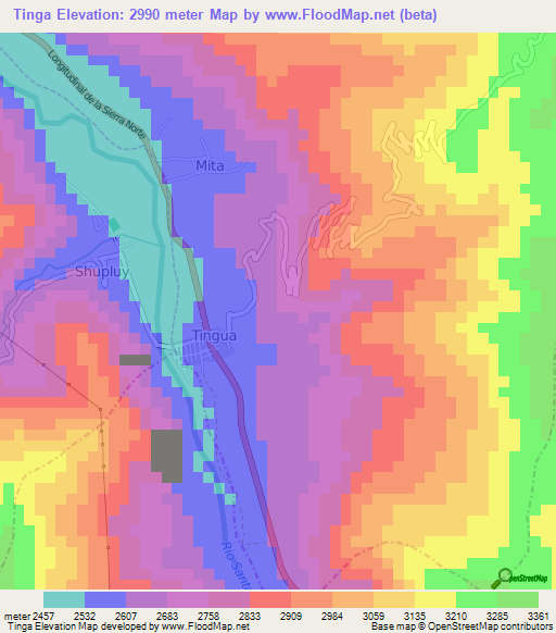 Tinga,Peru Elevation Map