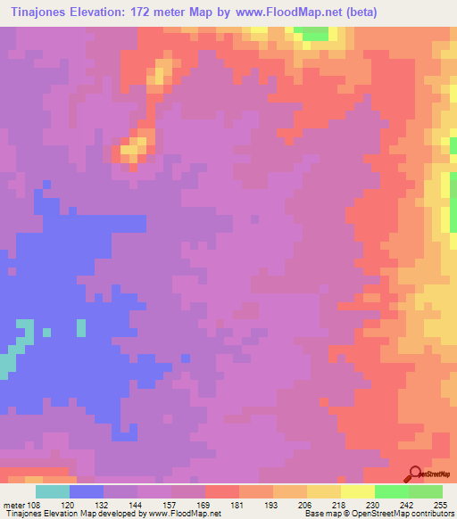 Tinajones,Peru Elevation Map