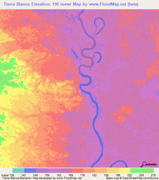Tierra Blanca,Peru Elevation Map