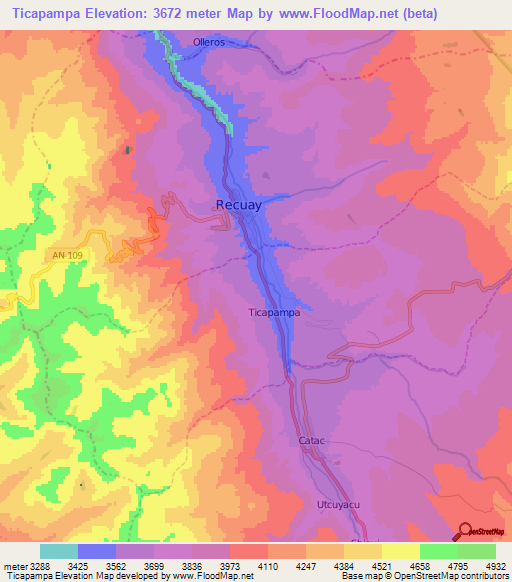 Ticapampa,Peru Elevation Map