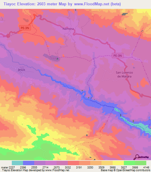 Tiayoc,Peru Elevation Map
