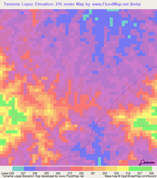 Teniente Lopez,Peru Elevation Map