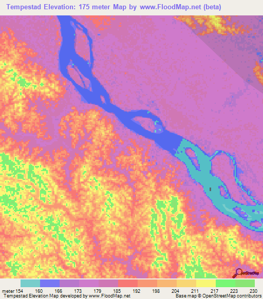 Tempestad,Peru Elevation Map