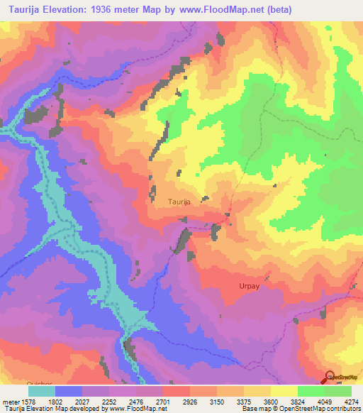 Taurija,Peru Elevation Map