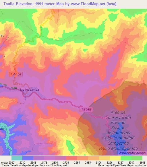 Taulia,Peru Elevation Map