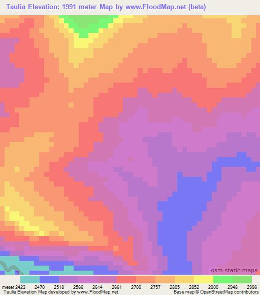Taulia,Peru Elevation Map