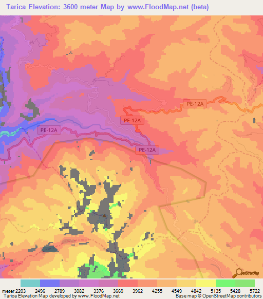 Tarica,Peru Elevation Map