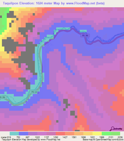 Taquilpon,Peru Elevation Map