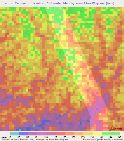 Tambo Yanayacu,Peru Elevation Map