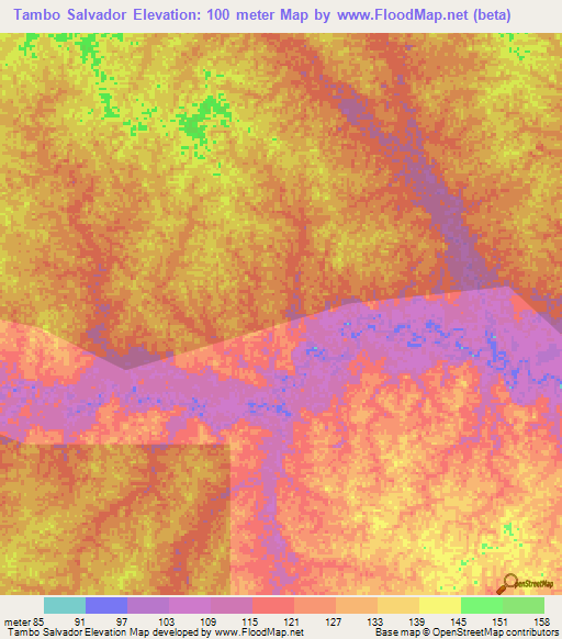 Tambo Salvador,Peru Elevation Map