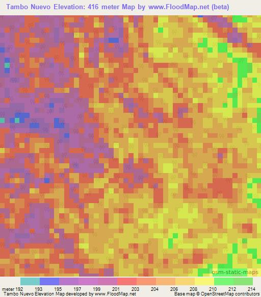 Tambo Nuevo,Peru Elevation Map