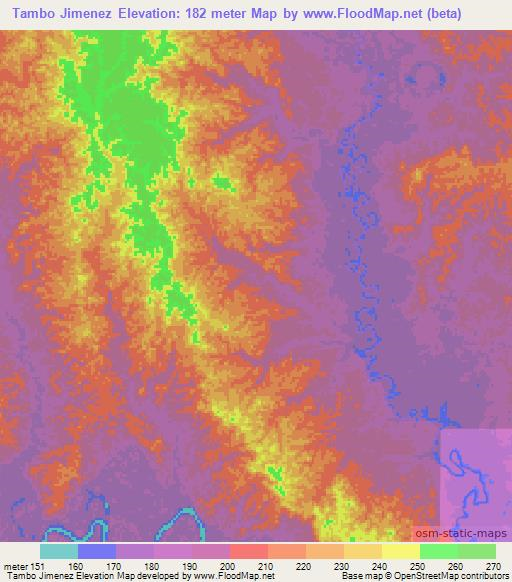 Tambo Jimenez,Peru Elevation Map