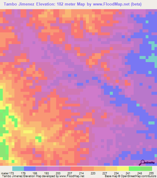 Tambo Jimenez,Peru Elevation Map