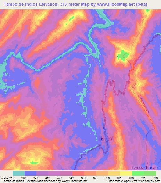 Tambo de Indios,Peru Elevation Map