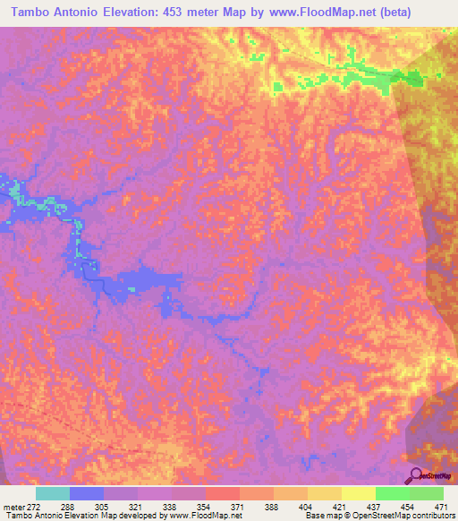 Tambo Antonio,Peru Elevation Map
