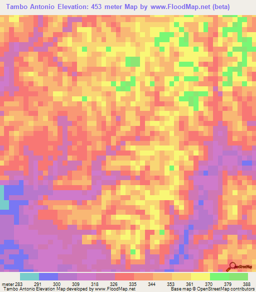 Tambo Antonio,Peru Elevation Map
