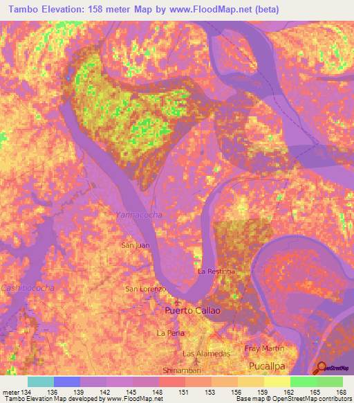 Tambo,Peru Elevation Map