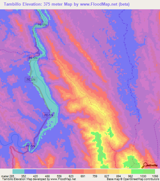 Tambillo,Peru Elevation Map