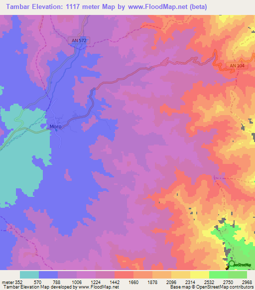 Tambar,Peru Elevation Map