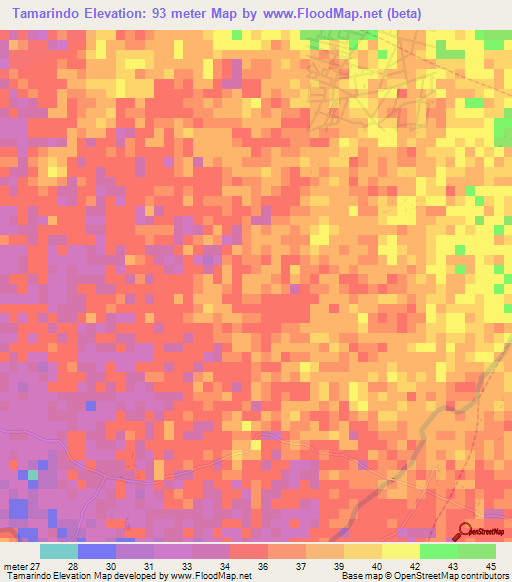 Tamarindo,Peru Elevation Map