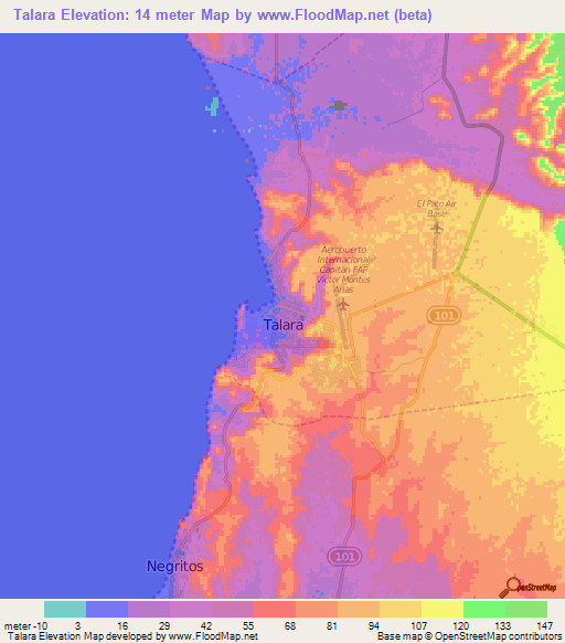 Talara,Peru Elevation Map