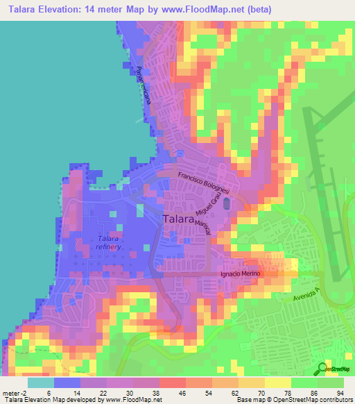 Talara,Peru Elevation Map