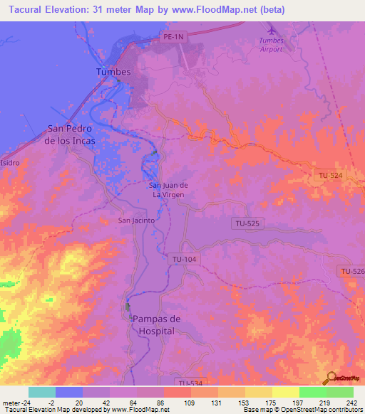 Tacural,Peru Elevation Map