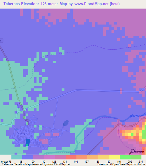 Tabernas,Peru Elevation Map