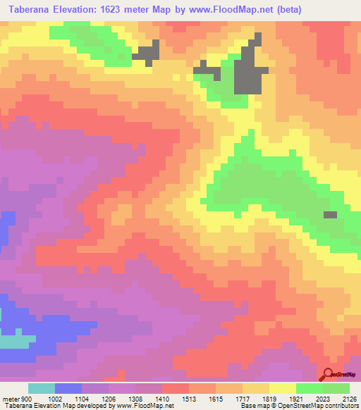 Taberana,Peru Elevation Map