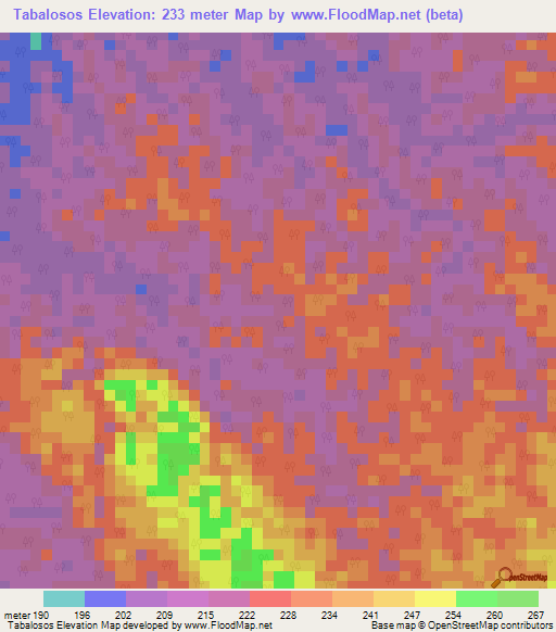 Tabalosos,Peru Elevation Map