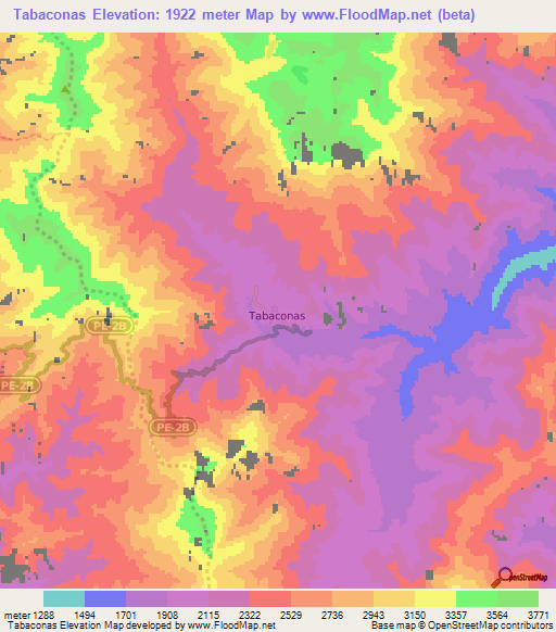Tabaconas,Peru Elevation Map