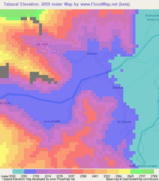 Tabacal,Peru Elevation Map