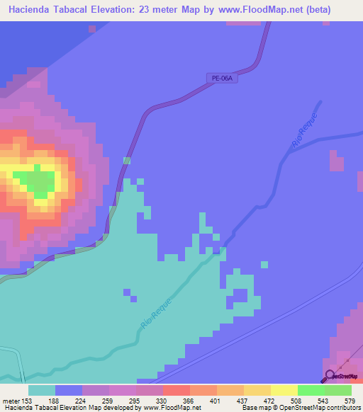 Hacienda Tabacal,Peru Elevation Map
