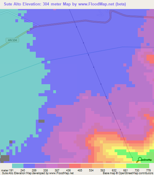 Sute Alto,Peru Elevation Map