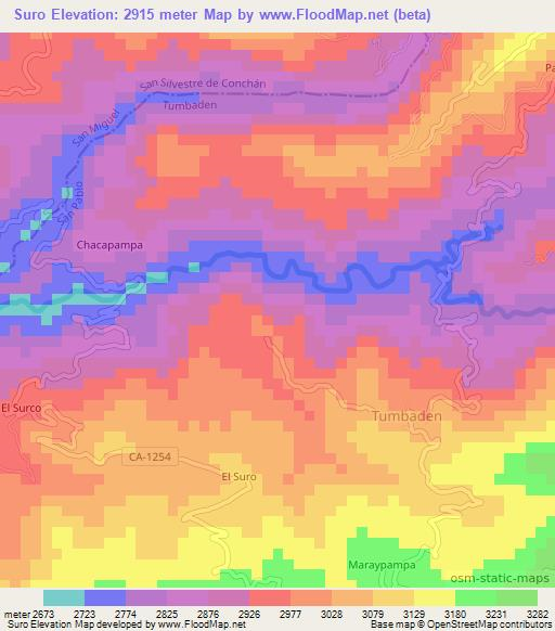 Suro,Peru Elevation Map
