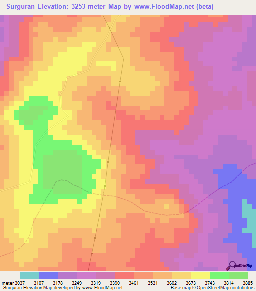 Surguran,Peru Elevation Map