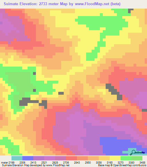 Suimate,Peru Elevation Map