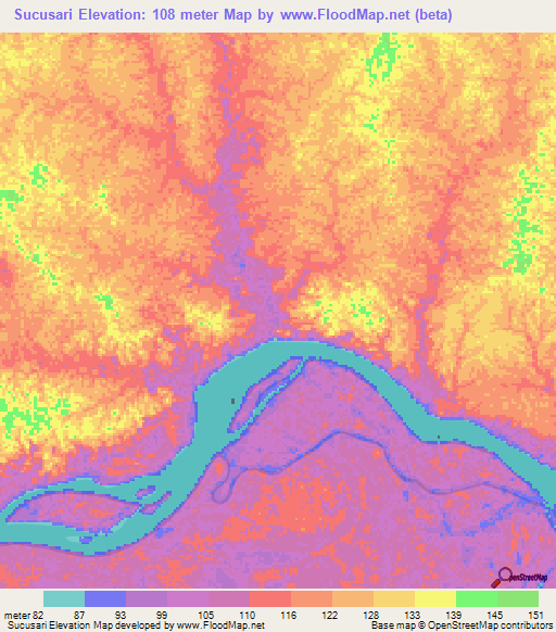 Sucusari,Peru Elevation Map