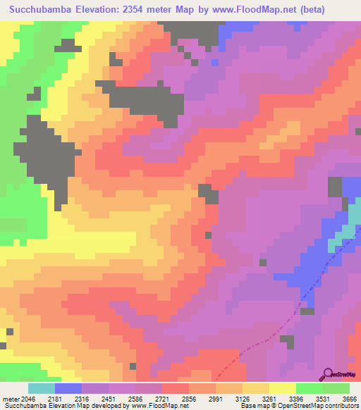 Succhubamba,Peru Elevation Map