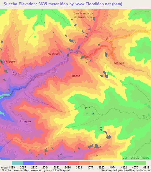 Succha,Peru Elevation Map
