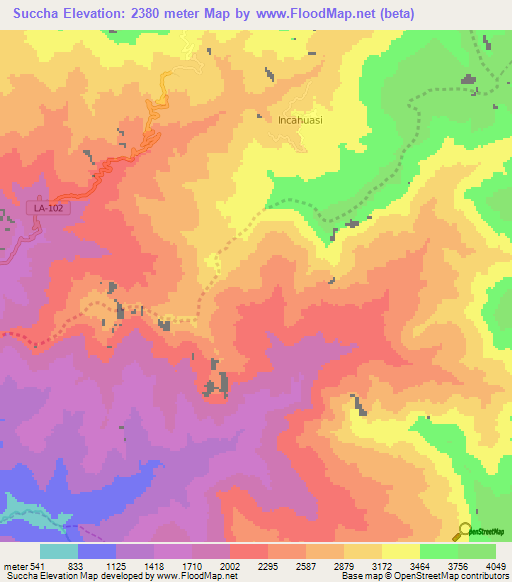 Succha,Peru Elevation Map