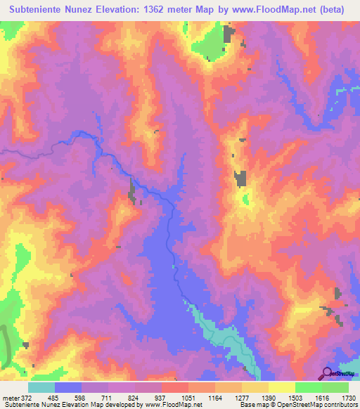 Subteniente Nunez,Peru Elevation Map