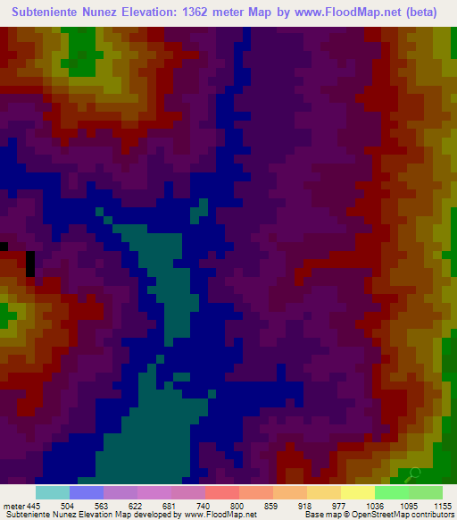 Subteniente Nunez,Peru Elevation Map