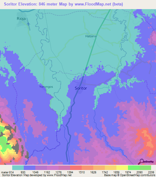 Soritor,Peru Elevation Map