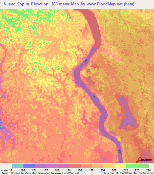 Nuevo Soplin,Peru Elevation Map