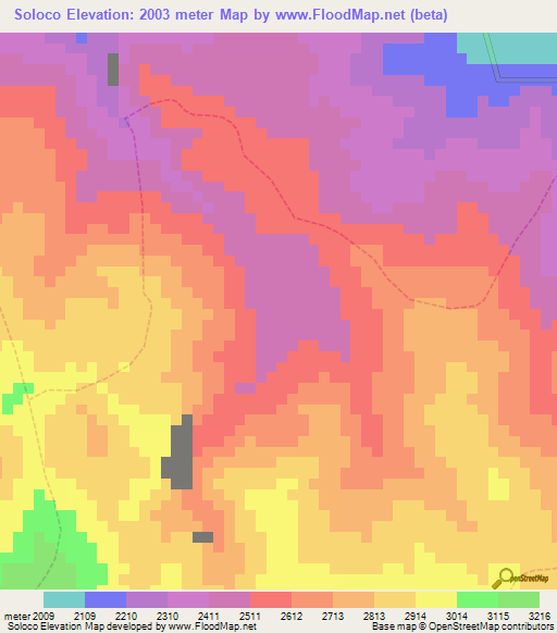 Soloco,Peru Elevation Map