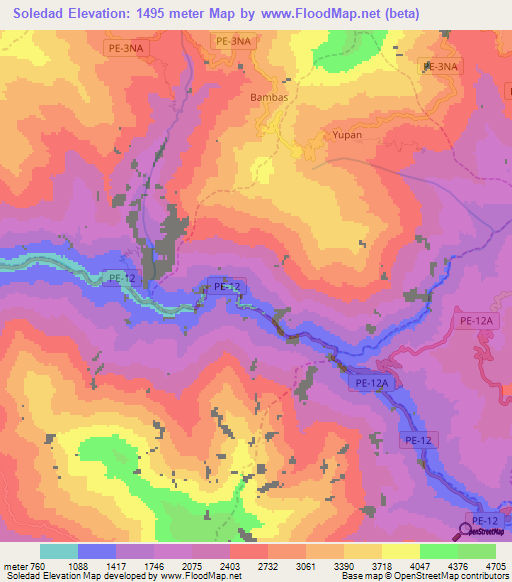 Soledad,Peru Elevation Map
