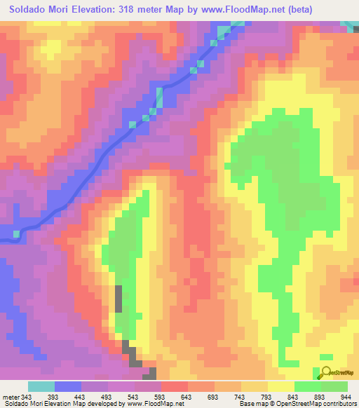Soldado Mori,Peru Elevation Map